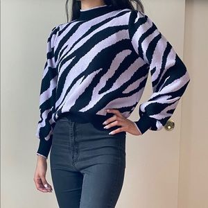Zebra print lavender sweater